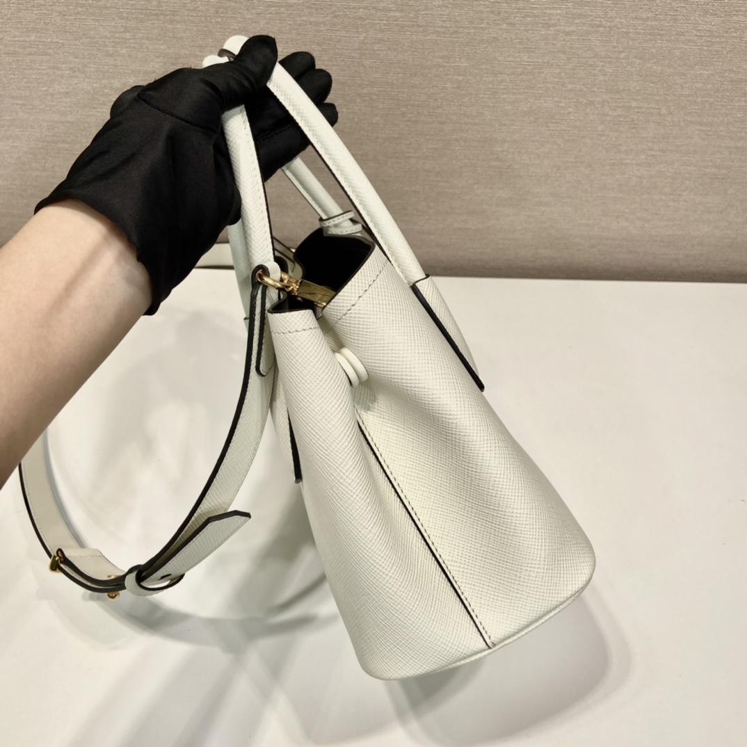 Prada Double Saffiano Leather Mini Bag Shoulder Bag White 1BG443